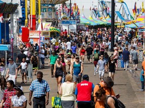 The midway is packed at K-Days in July, 2018.