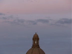 The Alberta Legislature is seen at sunset from Constable Ezio Faraone Park in Edmonton, on Thursday, April 30, 2020.