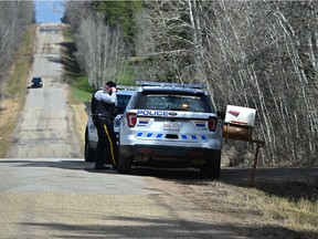 RCMP investigating a rural property where three people died in a murder-suicide on Range Rd. 221 north of Highway 14 in Strathcona County, east of Edmonton, May 5, 2020.