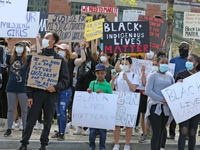Several thousand Calgarians participated in an anti-racist rally in downtown Calgary on Monday, June 1, 2020.