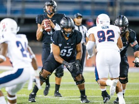 University at Buffalo offensive lineman Tomas Jack-Kurdyla (65) was selected fourth overall by the Edmonton Eskimos in the 2020 CFL draft.
