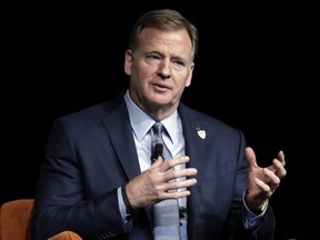 NFL commissioner Roger Goodell speaks during a fireside chat at the Preview Las Vegas business forecasting event at Wynn Las Vegas in Las Vegas on Jan. 17, 2020.