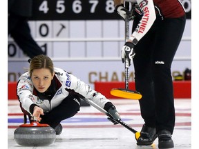 Skip, Laura Walker during the afternoon draw of the 2020 Sentinel Storage Alberta Scotties Tournament of Hearts in Okotoks on Thursday, January 23, 2020.