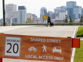 The City of Edmonton has converted Ada Boulevard into a shared street for all road users with a speed limit of 20 km/hr during the COVID-19 pandemic, seen in Edmonton, on Tuesday, May 26, 2020.