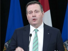 Premier Jason Kenney at a news conference in the legislature on May 28, 2020.