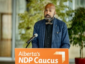 NDP Opposition health critic David Shepherd is seen at a July 8 media availability.