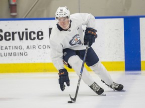 Phil Kemp takes place in the Edmonton Oilers development camp at the Community Rink in Rogers Place on June 24, 2019.