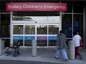 The Stollery Children's Hospital Emergency entrance, in Edmonton Alta. File photo.