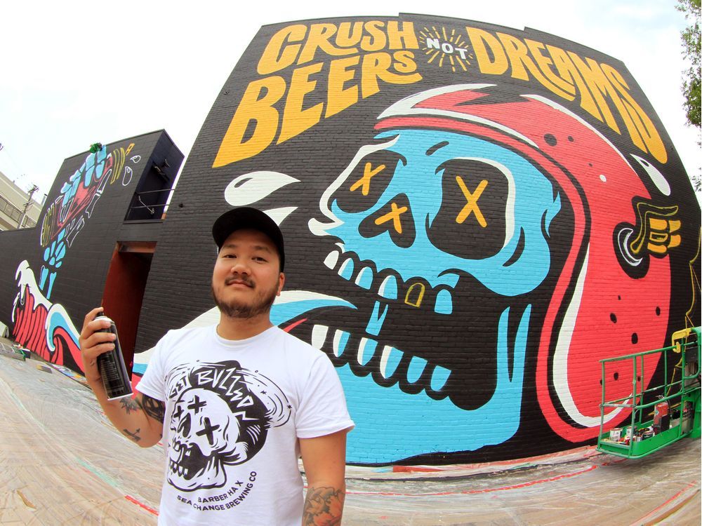 Upbeat new walls include a giant skull in Whyte's growing mural