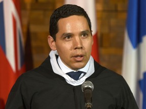 Natan Obed, Inuit Tapiriit Kanatami president, talks to media after the opening of the First Ministers Meeting in Vancouver on March 2, 2016.
