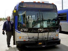 An Edmonton Transit Service bus. More than 330 trips across many routes have been temporarily cut due to a driver shortage caused by the spread of the COVID-19 Omicron variant.