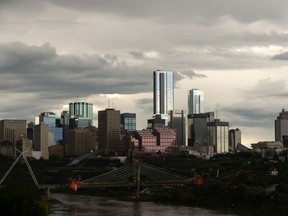 Downtown Edmonton is seen after a thunderstorm from Strathearn Drive in Edmonton, on Monday, July 13, 2020.