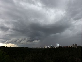 A thunderstorm rolls through Edmonton on Thursday, July 16, 2020 seen from Ada Boulevard and 75 Street.