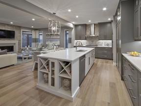 The kitchen in the 2020 Cash and Cars Lottery grand prize home by Kimberley Homes in St. Albert.