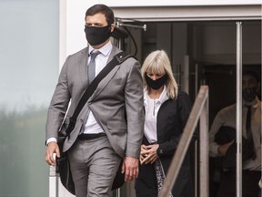 Matthew McKnight walks out of court during a break in Edmonton on Wednesday, July 8, 2020. McKnight, 33, was convicted of multiple sexual assaults back in January.