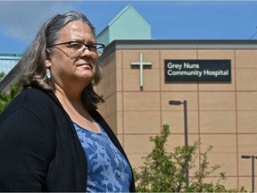 Brenda Giourmetakis is a doula who was not allowed to stay with her client at the Grey Nuns Hospital even though expecting mothers are allowed to have two guests with them in Edmonton, July 9, 2020.