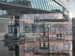 The entrance to Rogers Place through Ford Hall was under a few inches of water after a summer storm blew through Edmonton on July 16, 2020. Ian Kucerak/Postmedia