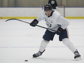 Matt Benning takes part in the Edmonton Oilers' return-to-play camp at the Downtown Community Arena on Tuesday, July 14, 2020.
