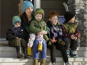 Sonja McGee is shown here with her children just after schools closed in March due to the COVID-19 pandemic. She and her husband have decided to send their school-aged children back when schools reopen in September.