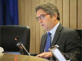 Strathcona County Mayor Rod Frank at a council discussion on Thursday, Aug. 6, 2020, about a bylaw that will require residents to wear non-medical face coverings in public spaces, such as grocery stores, shopping malls, businesses, and vehicles for hire, but only when the local active case number hits 25.