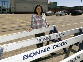 Nivedita Kunjur, marketing director at Bonnie Doon Shopping Centre, in the northwest parking lot of the mall where a movie night will be held on Friday, Aug. 28, 2020, and Saturday Aug. 29, 2020. The event can accommodate 107 vehicles.