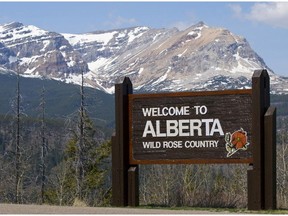 Welcome to Alberta sign. File photo.