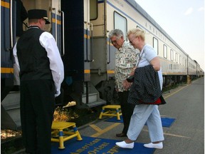 Passengers boarding  the American Orient Express are greeted by a porter at Edmonton's old Via Rail station. File photo.