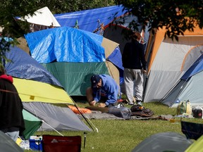 Camp Pekiwewin, a river-valley camp-out organized to help advocate for the city's homeless population, has been set up in a parking lot west of Remax Field, in Edmonton Wednesday Aug. 12, 2020.