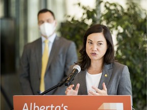 NDP finance critic Shannon Phillips responds to the UCP's fiscal update on Thursday, Aug. 27, 2020 in Edmonton.