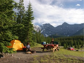 Tenting in Camping in Kananaskis Country.