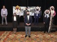 Premier Jason Kenney announced, in Edmonton on Wednesday, September 9, 2020, a major new Indigenous investment in natural resource development that will increase jobs and prosperity in Alberta. Also pictured are Rick Wilson, Minister of Indigenous Relations, Alicia Dubois, CEO, Alberta Indigenous Opportunities Corporation, Chief Tony Alexis, Alexis Nakoda Sioux Nation, and Chief Billy Morin, Enoch Cree Nation.