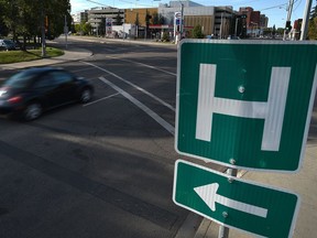 A hospital sign pointing to the Royal Alexandra Hospital in Edmonton.