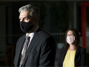 Edmonton Public Schools superintendent Darrel Robertson is seen here alongside board chairwoman Trisha Estabrooks at a Sept. 4 media conference.