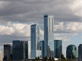 The JW Marriott Edmonton Ice District & Residences Building (left) and Stantec Tower received the best retail and mixed-use development award from Engineering News-Record's eighth annual Global Best Projects competition, seen in Edmonton, on Tuesday, Sept. 8, 2020.