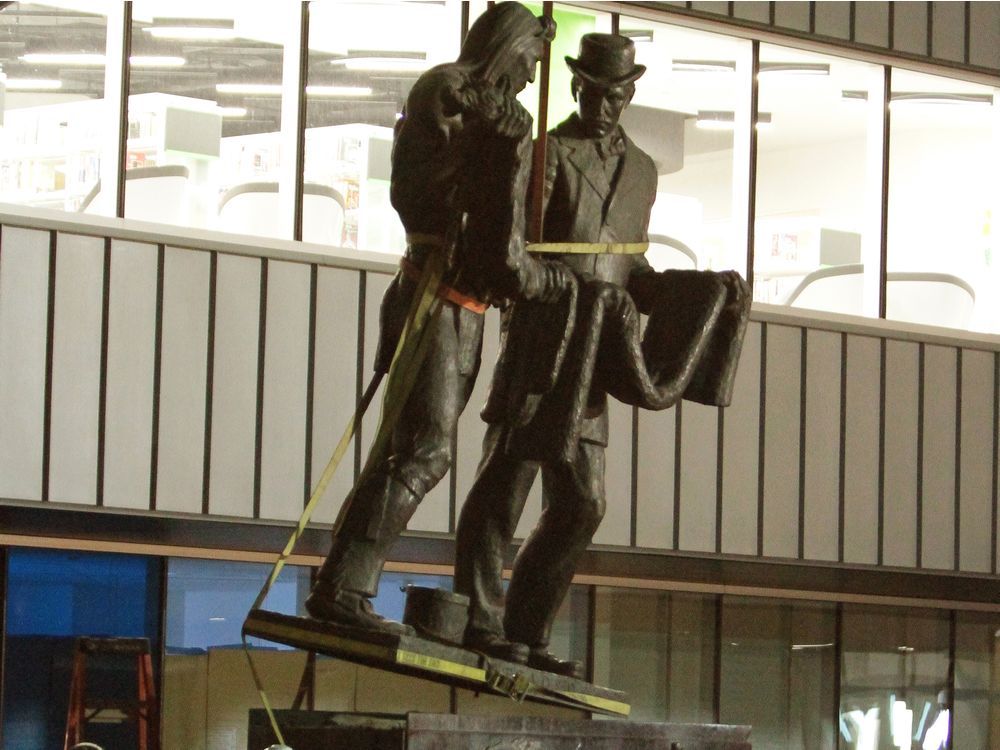 The Trader statue removed ahead of Stanley Milner Library overhaul ...