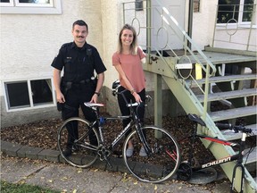 Two customized bikes stolen from the garage of Edmonton Paralympian Amanda Rummery earlier this month have been successfully recovered Thursday, September 24, 2020. A Good Samaritan recognized the two bikes from previous media coverage, and contacted police with details regarding their whereabouts in southwest Edmonton. Southwest Division Const. Cody Kendrick returned the two bikes to a very happy Rummery earlier today.Supplied