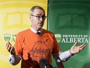 University of Alberta President, Bill Flanagan after holding a town hall on Town Hall about academic restructuring on Sept. 30, 2020 in Edmonton.