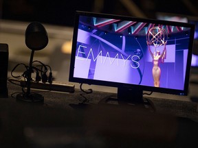 This handout picture released courtesy of Disney/ABC/The Academy of Television Arts & Sciences shows the a monitor displaying the Emmy statuette inside the Staples Center ahead of the 72nd Primetime Emmy Awards ceremony held virtually on September 20, 2020. - Hollywood's first major Covid-era award show will look radically different to previous editions, with no red carpet and a host broadcasting from an empty theater in Los Angeles, which remains under strict lockdown. (Photo by (Photo by -/Disney/ABC/Tevelision Academy/AFP via Getty Images)