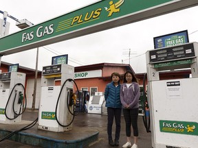 Ka Yung Jo, right, and Meyoung Hee Han are seen at their Fas Gas station in Thorsby on May 10, 2018. The station's owner — their father and husband, Kin Yun Jo — died in a gas-and-dash robbery.