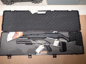 Police seized five guns found inside a stolen truck in the parking lot of the Century Casino in St. Albert on Sept. 23, 2020. Supplied image/RCMP