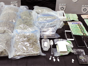 Four people were arrested after ALERT Fort McMurray’s organized crime and gang team seized drugs coming into Fort McMurray. Image supplied by ALERT