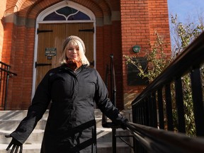Heather Inglis, artistic producer of Edmonton's Workshop West Playwrights' Theatre, poses for a photo in Old Strathcona, in Edmonton, on Monday, Oct. 26, 2020. Inglis is producing mobile theatre pop ups outside Knox Church and the gazebo at Dr. Wilbert McIntyre Park. Photo by Ian Kucerak/Postmedia