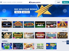 The Alberta government is betting on a new gaming website to attract gamblers away from unregulated international sites and keep the money in the province. Alberta Gaming, Liquor & Cannabis officials estimate Playalberta.ca will generate $3.74 million for the province next fiscal year. Supplied/Screen shot