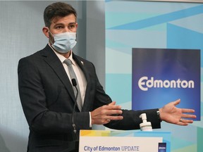 Edmonton Mayor Don Iveson talks about new housing and shelter supports for Edmonton's homeless and vulnerable population on Monday, Oct. 5, 2020.