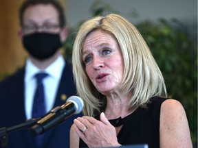 Alberta NDP Leader Rachel Notley announces proposal for production and export of hydrogen during a news conference in Edmonton, October 16, 2020.