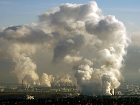 Emissions from Refinery Row create an artistic palette in the skies above east Edmonton on October 20, 2020.