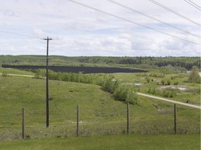 Epcor's proposed solar farm at the E. L. Smith water treatment centre, a rendering from the perspective of someone standing on the Anthony Henday.