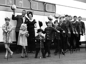 A 1968 photo of the Alaska Highway Birthquakes, featuring the Moss family. Joey Moss is in the centre, wearing a hat.