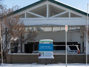 An Alberta Health Services Community Response Team members attended South Terrace Long Term Care Home, at 5905 112 St NW, Edmonton, during a COVID-19 outbreak in Edmonton, on Wednesday, Nov. 11, 2020.