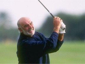 Sean Connery hits the ball during the Lexus Challenge at the Citrus Course in La Quinta, Calif., in 1996.